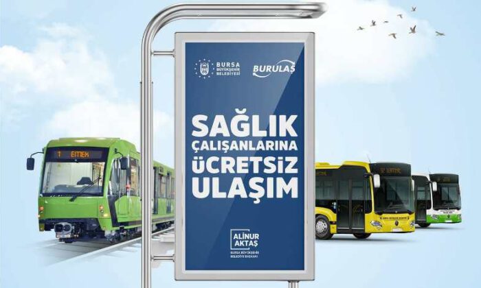 Bursa’da sağlıkçılar için ‘ücretsiz ulaşım’a devam