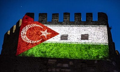 Ankara Kalesi, Filistin’e destek için ışıklandırıldı