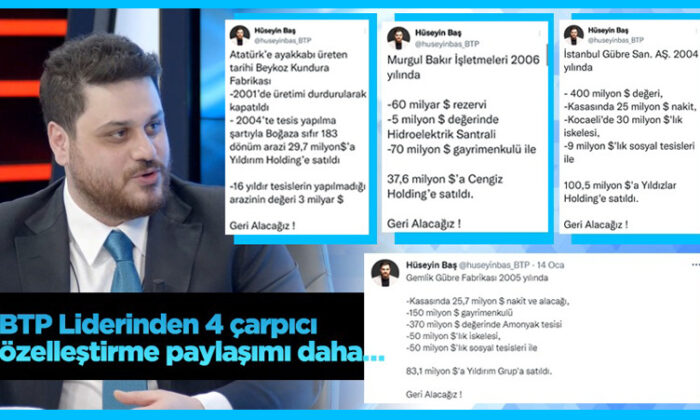 BTP lideri Baş’tan ‘özelleştirme’ paylaşımı