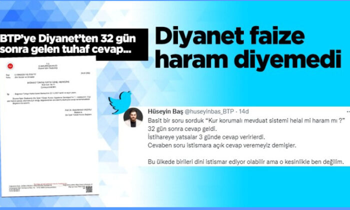 Diyanet, BTP’ye ‘faiz haram’ diyemedi