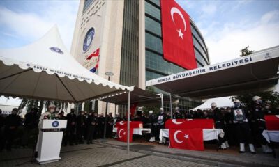 Bursa’da hayatını kaybeden 4 itfaiye personeli için tören düzenlendi