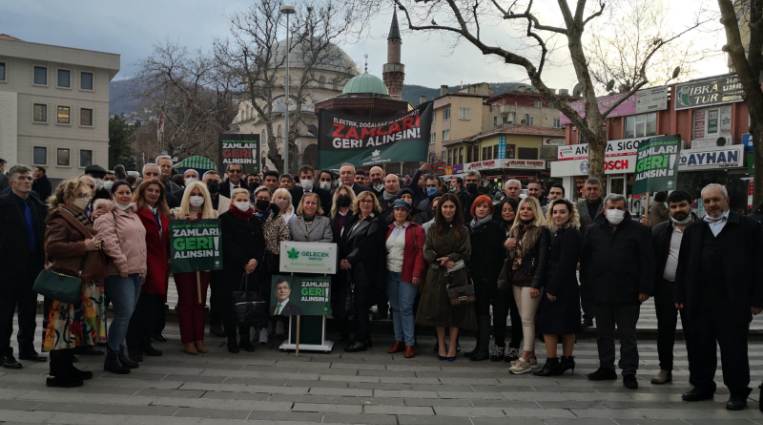 Gelecek Partisi Bursa İl Başkanlığı zamları protesto etti
