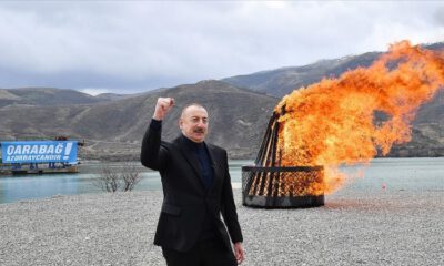 Azerbaycan’da Aliyev, Karabağ’da Nevruz ateşini yaktı