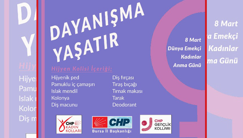 CHP Bursa’dan depremzelere hijyen malzemesi dayanışması