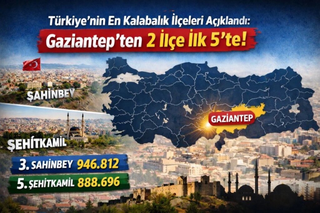 Türkiye’nin En Kalabalık İlçeleri Açıklandı: Gaziantep’ten İki İlçe İlk 5’te