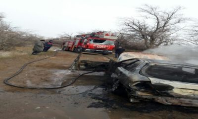 Kayseri’de seyir halindeki araç yandı